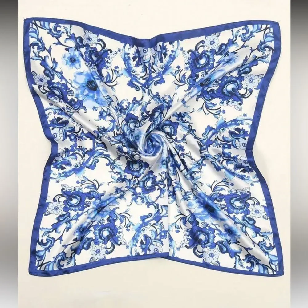 Blue Floral Scarf P48